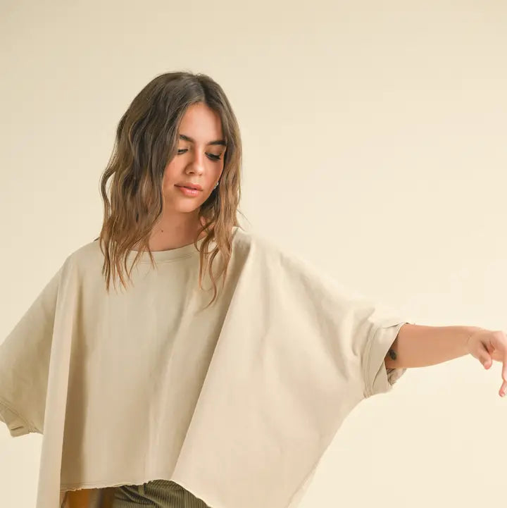 Bye and Wash Oversized Top - Beige