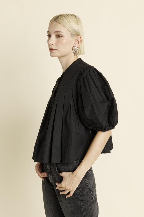 Pleated Pintuck Blouse - Black