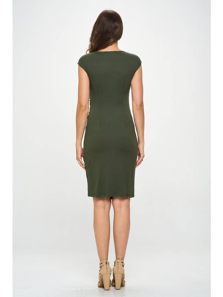 Short Sleeve Bodycon Dress - Olive