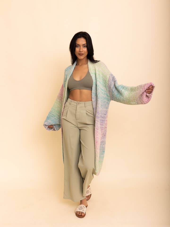 Ombre Longline Cardigan - Rainbow