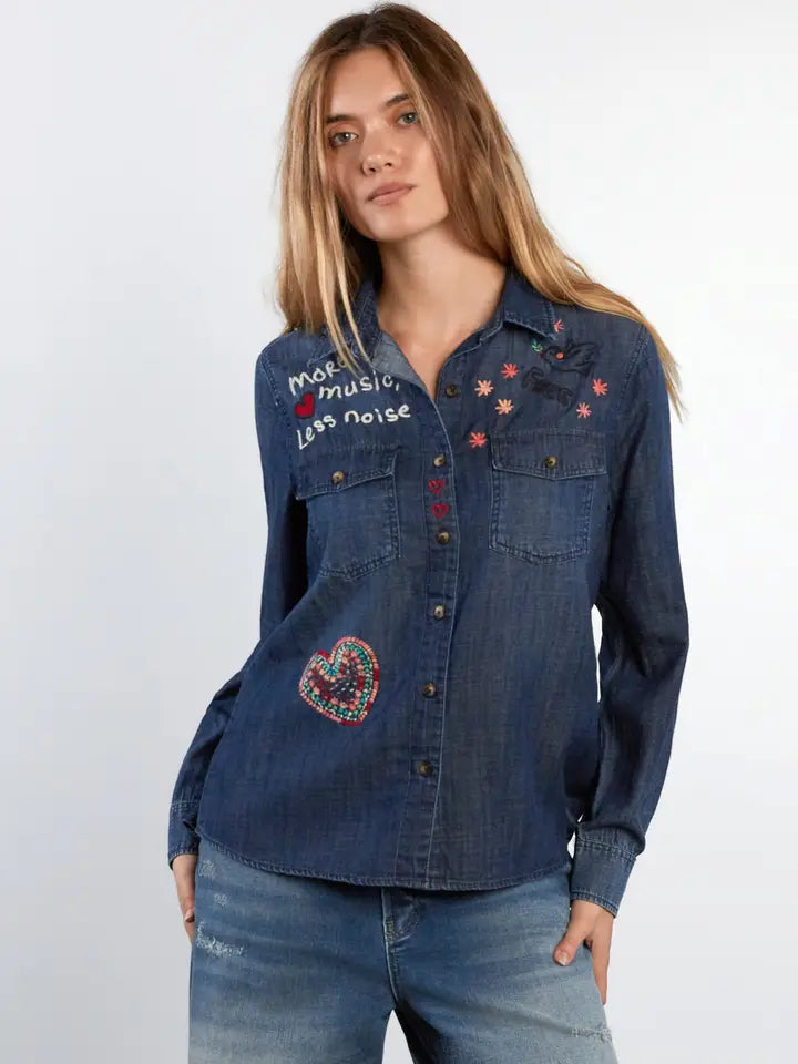 More Music, Less Noise Shirt - Dusk Denim