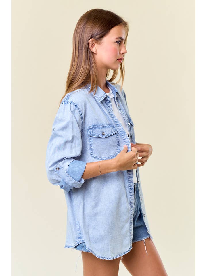 Chambray Button Down Shirt - Light Denim