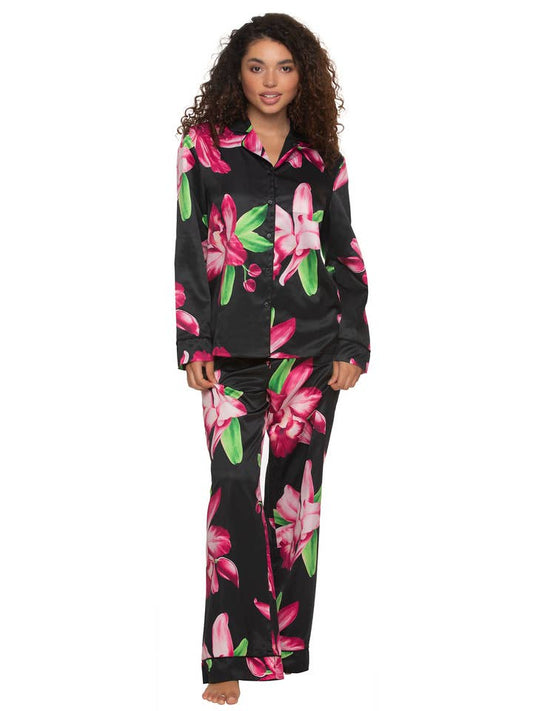 Adrienne Satin Pajama Set - Orchid Dusk