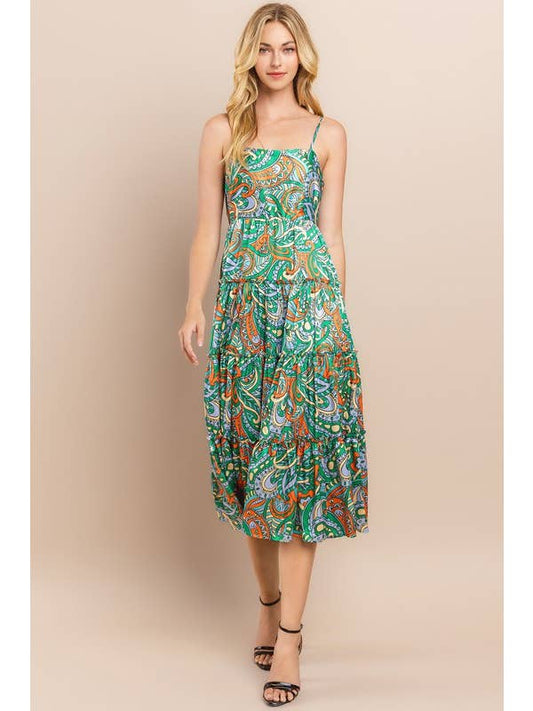 Tiered Midi Dress - Green