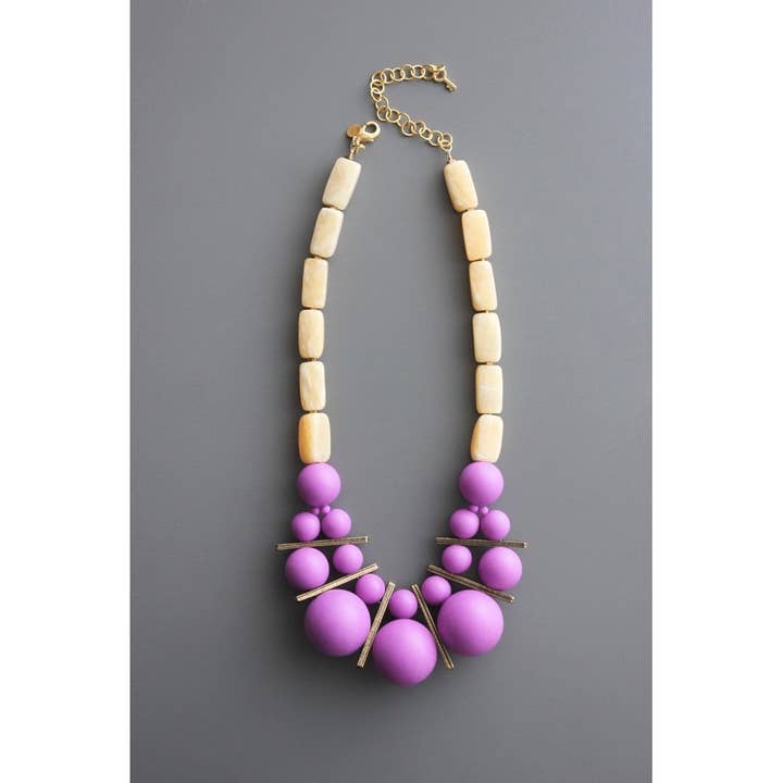 Yellow Stone and Purple Necklace