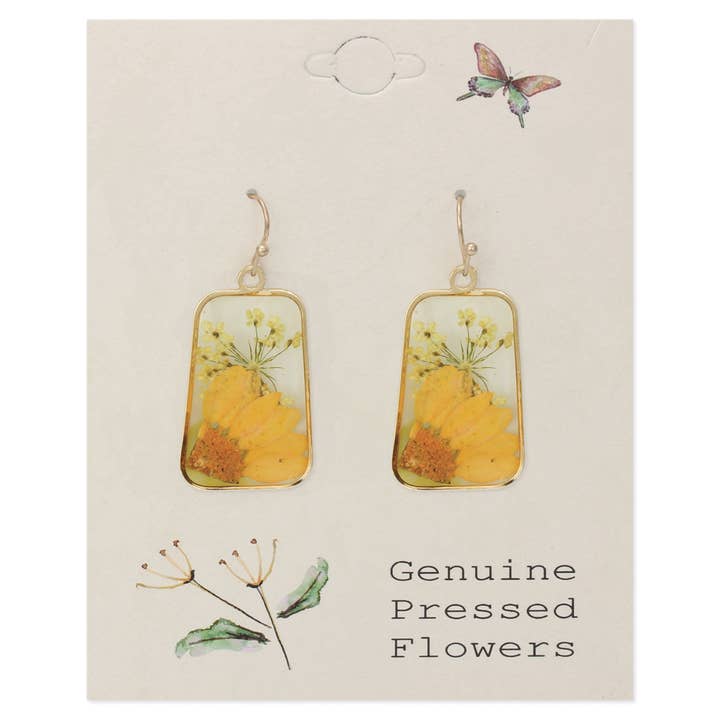 Dried Floral Earrings - Cottage Sunflower