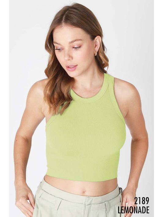 Ribbed Highneck Crop Top - Lemonade