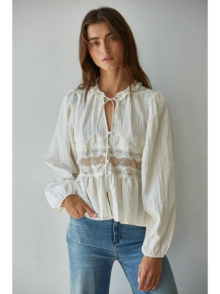 Lace Detail Blouse - Off White