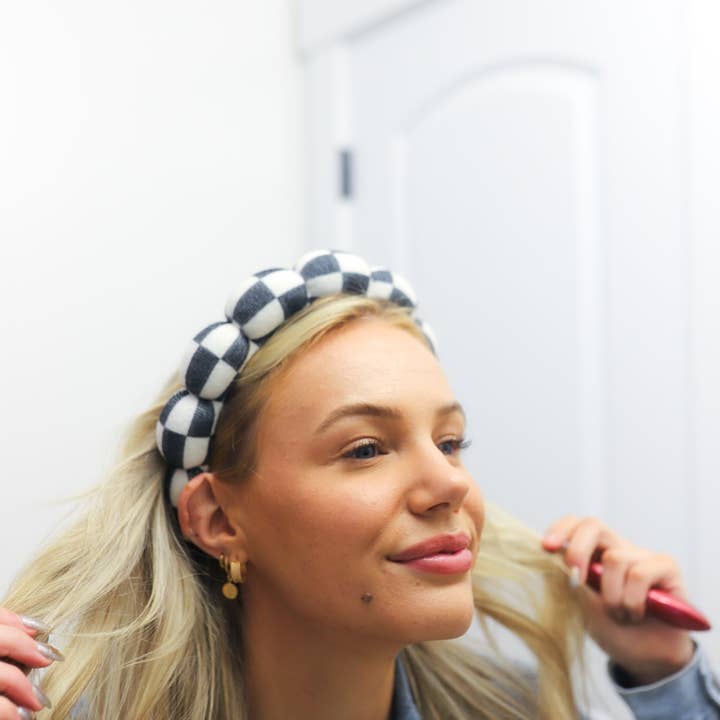 GRWM Headband - Black/White Checker