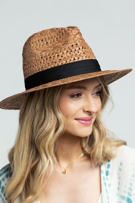 Boho Chic Summer Panama Hat - Light Brown