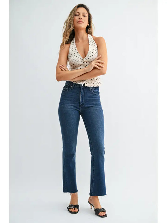 The Cropped Demi Flare - Dark Wash
