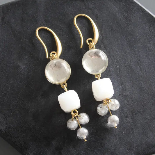 Vintage Mirror Glass Cluster Earrings