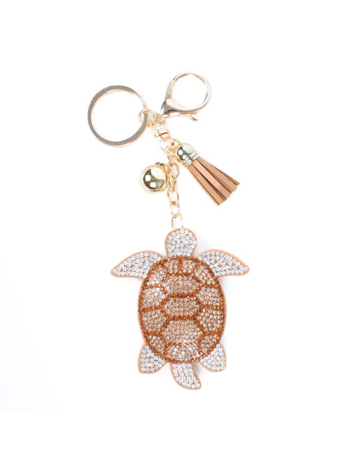 Crystal Bag Charm - Gold Turtle