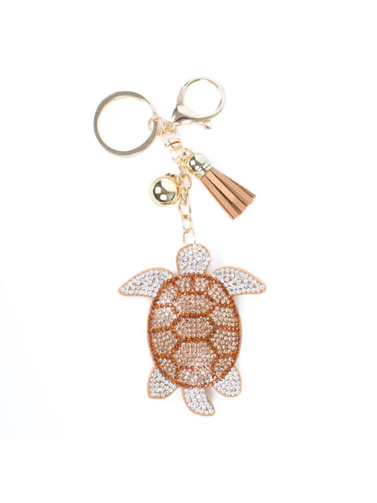 Crystal Bag Charm - Gold Turtle