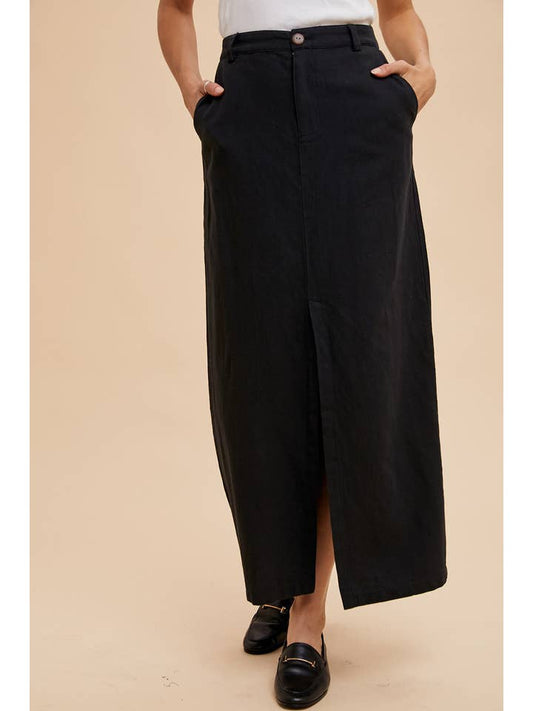 Split Seam Maxi Skirt - Black