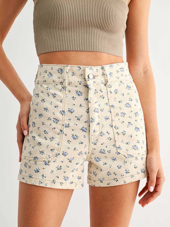 Cargo Denim Short - Flower