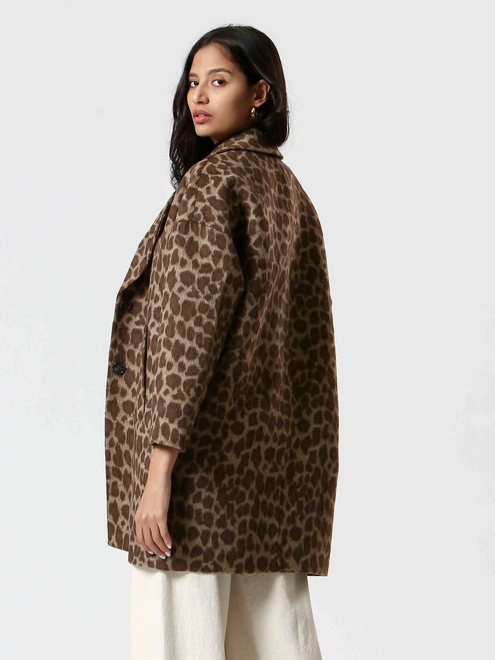 Cheetah Print Coat - Brown