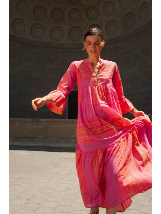 Catalina Maxi Dress - Pink/Gold