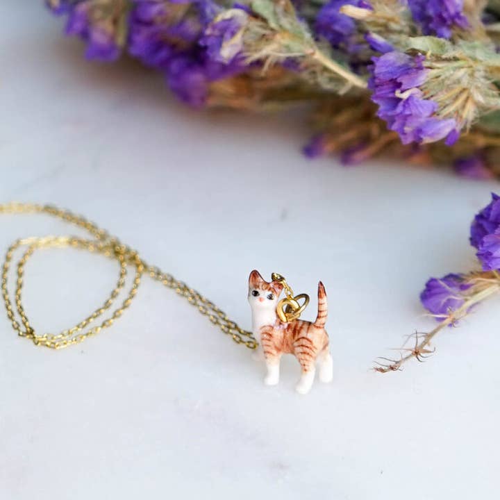 Tiny Cat Necklace - Preston Tabby