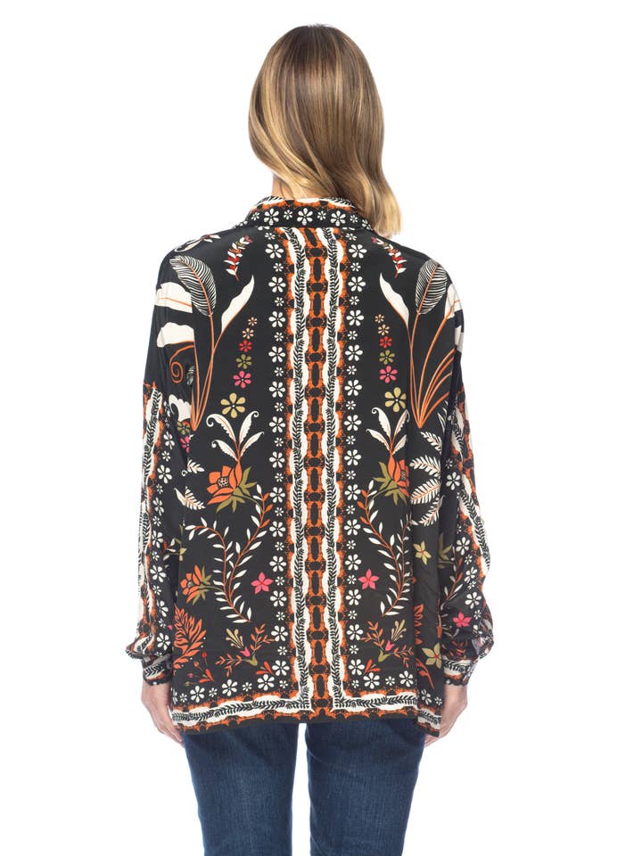 Kennedy Button Front Blouse - Palmtree