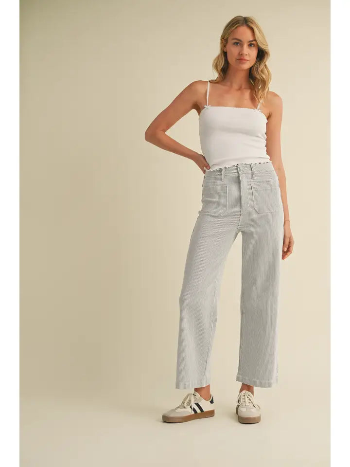 Patch Pocket Wide Leg - Stripe
