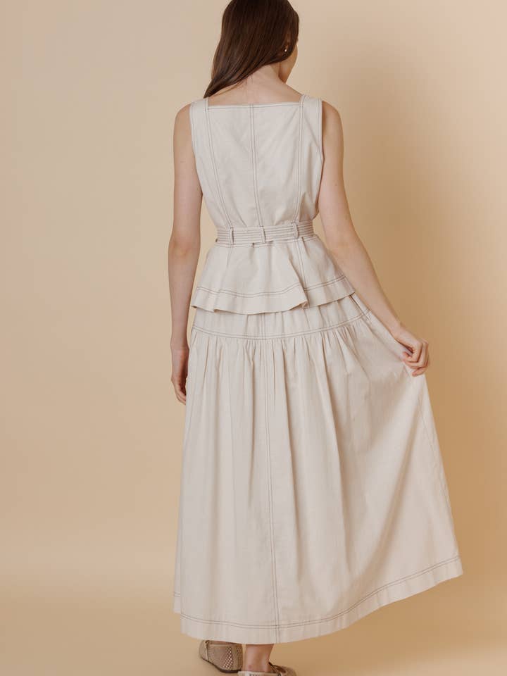 Gathered Midi Skirt - Oatmeal