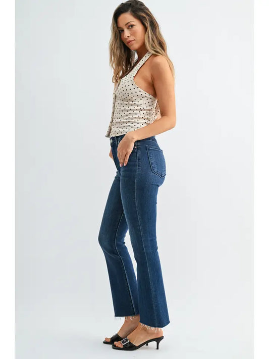 The Cropped Demi Flare - Dark Wash