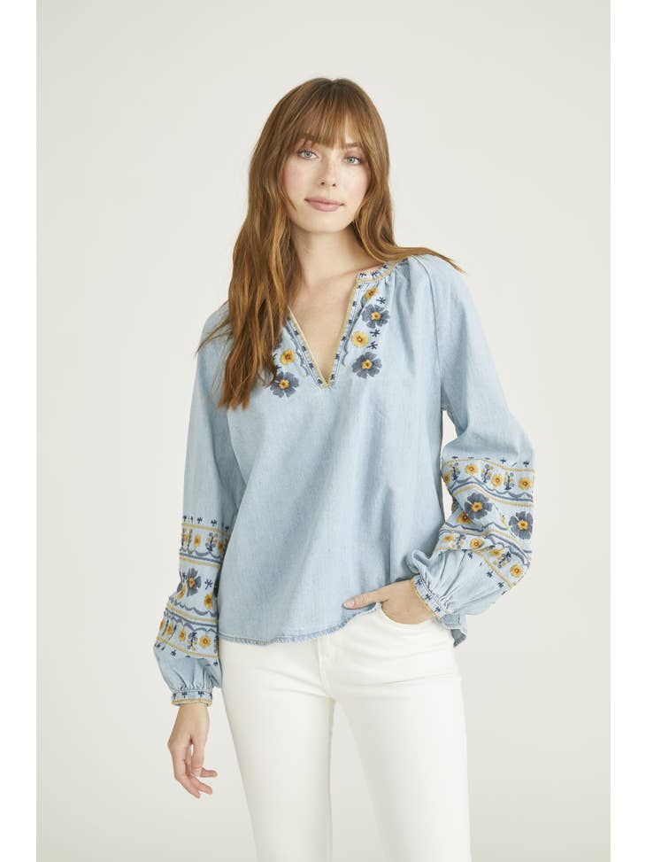 Chambray Denim Blouse - Golden Gates