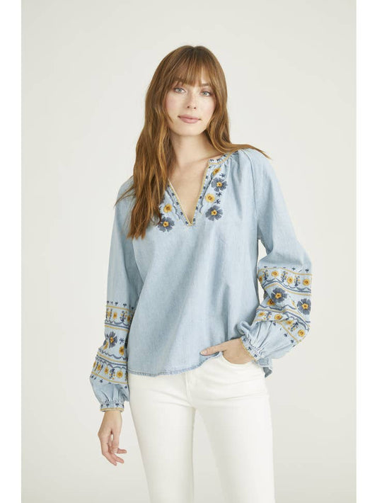 Chambray Denim Blouse - Golden Gates