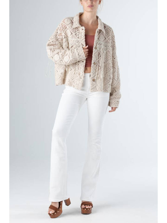 Macrame Crochet Cardigan - Ivory