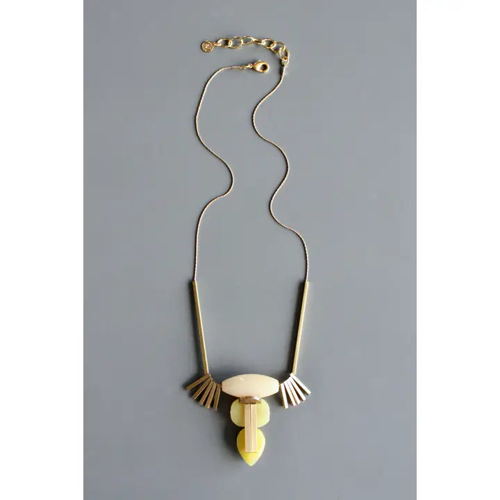 Art Deco Jade and Brass Necklace