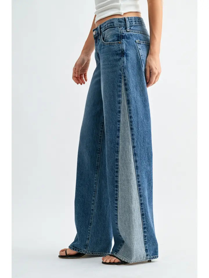 Contrast Angle Seam Wide Leg - Medium