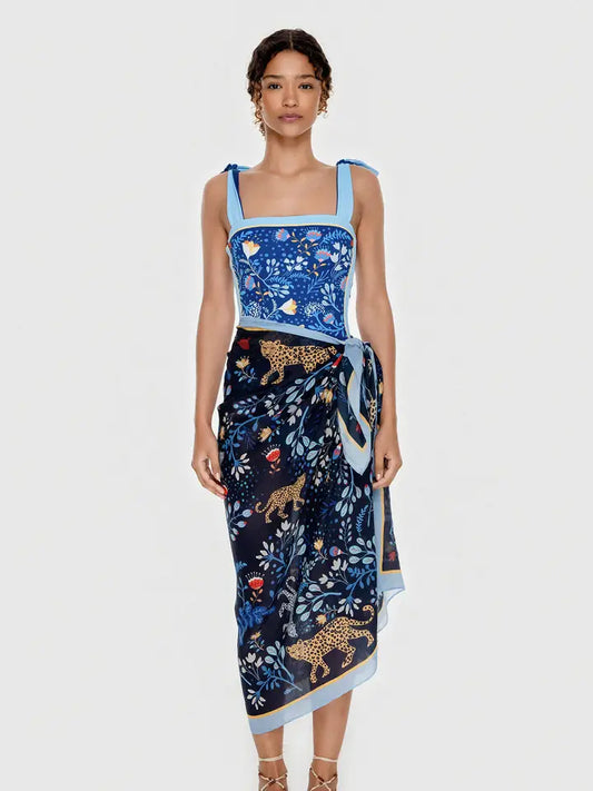 Beach Sarong Wrap - Amazon Rainforest Blue