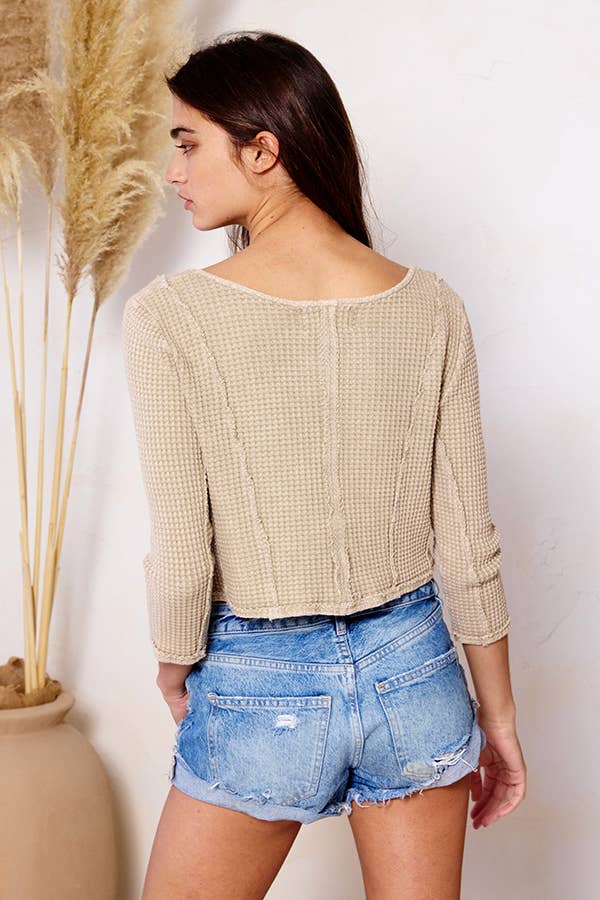 Mineral Washed Crop Top - Stone