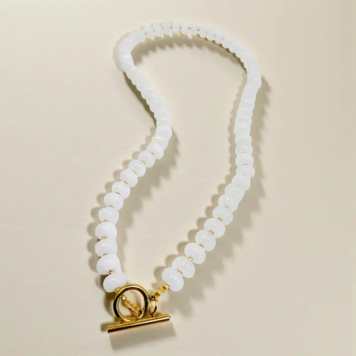Bold Gemstone Beaded Necklace - White Quartz