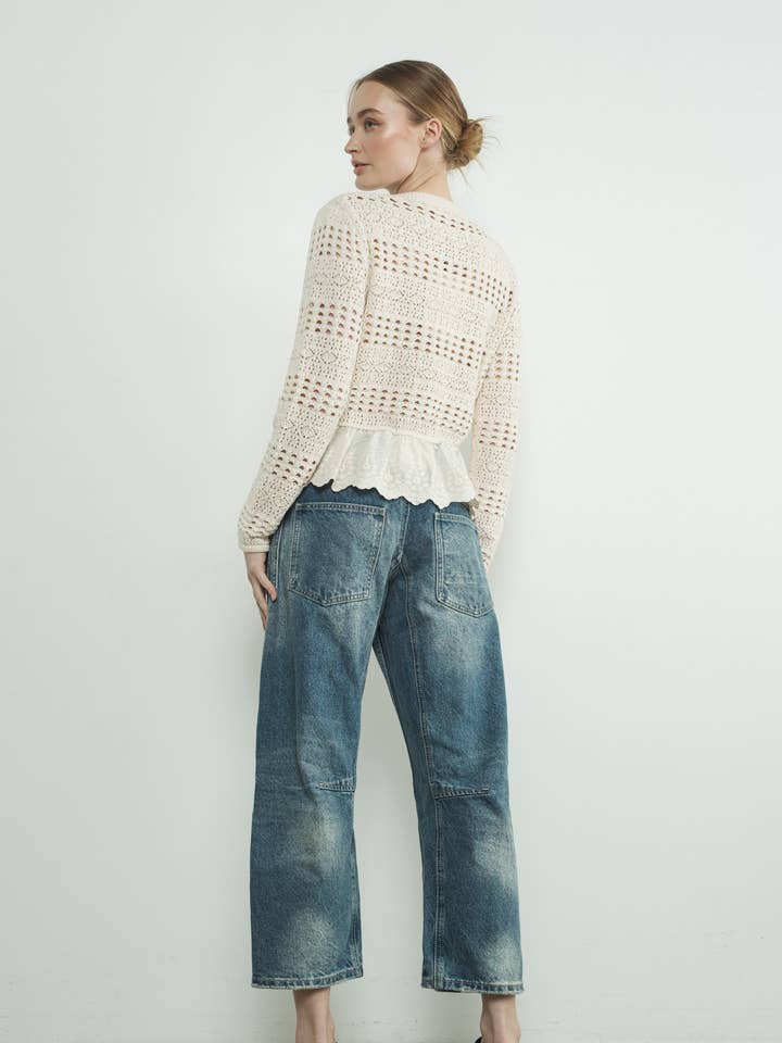 Lace Ruffle Sweater - Cream