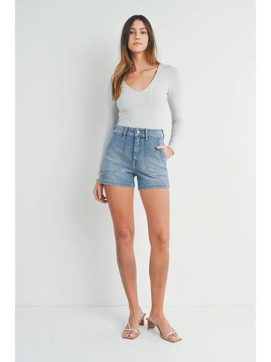 Cargo Denim Short - Light Wash