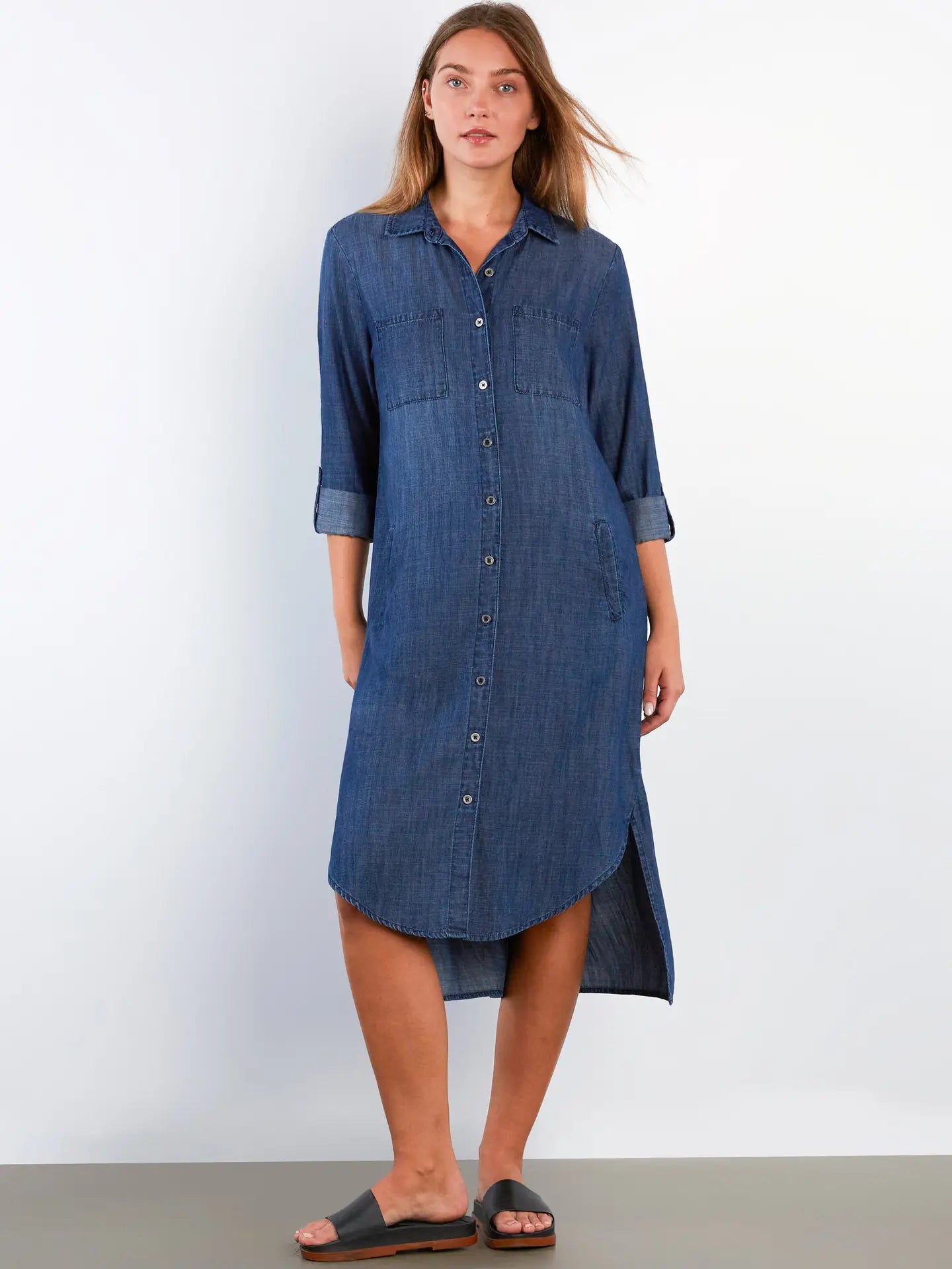 Chill Out Denim Shirtdress - Napa Blue