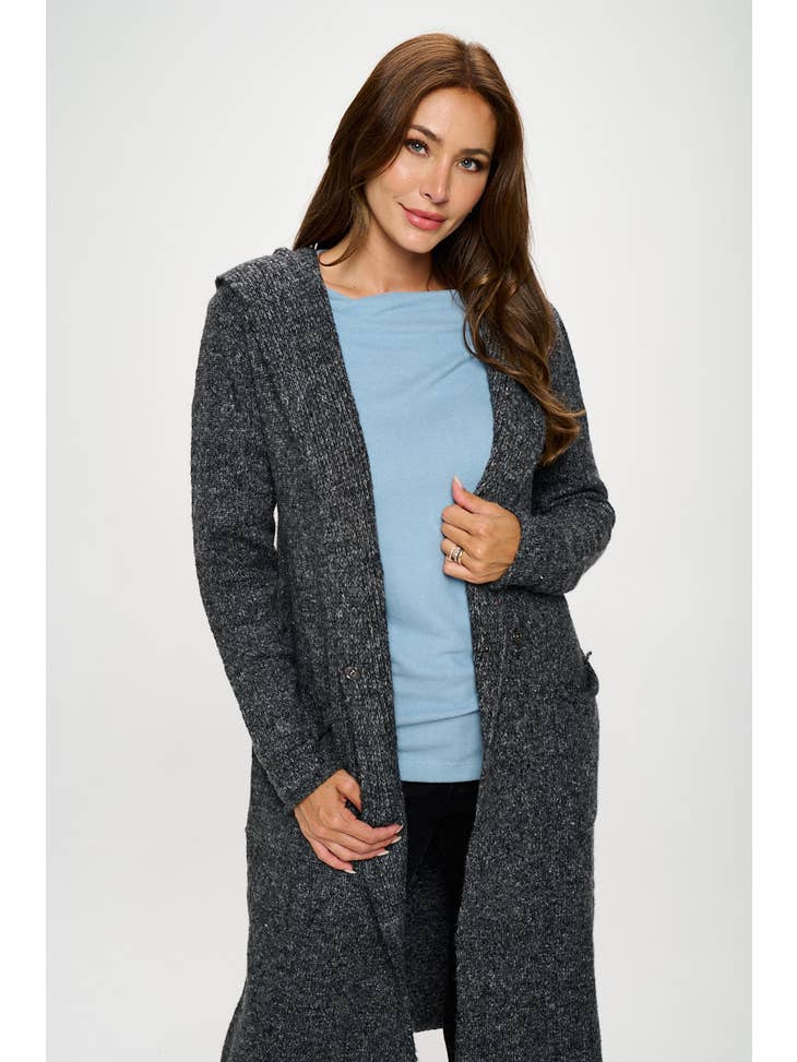 Open Front Cardigan - Charcoal