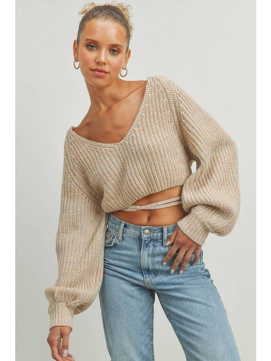 Open Back Bulky Sweater- Latte