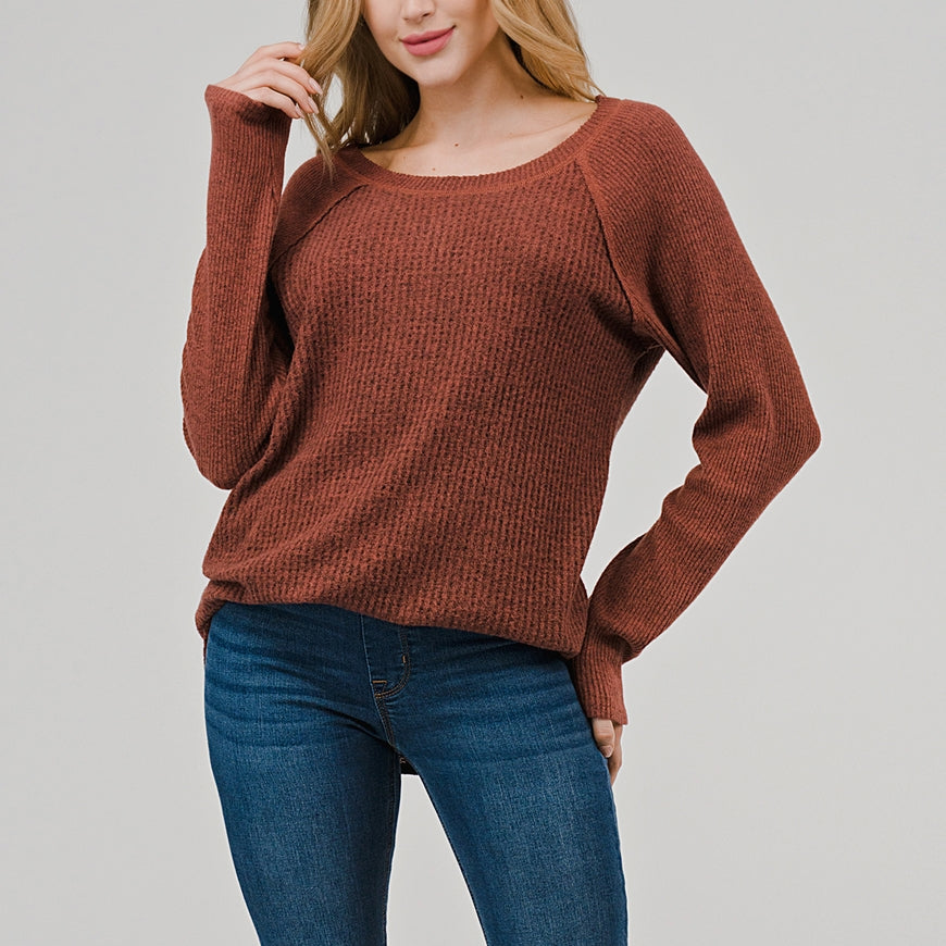 Waffle Knit Long Sleeve - Mahogany