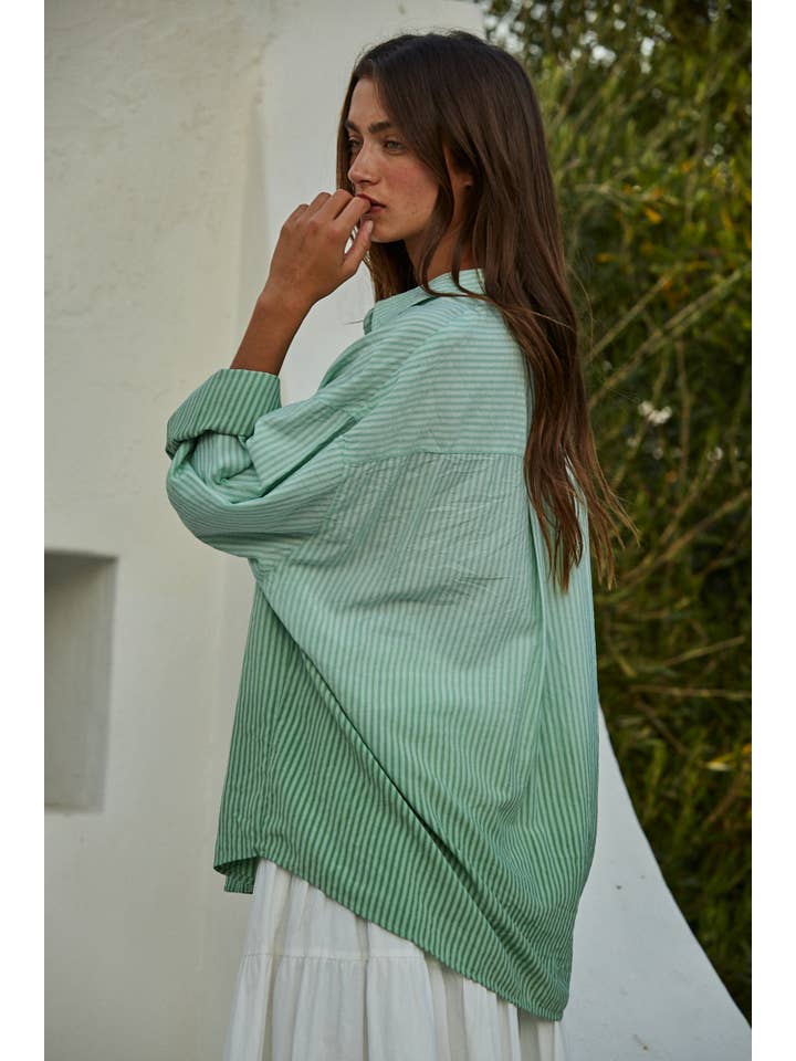 Gemma Ombre Button Down - Mint Green