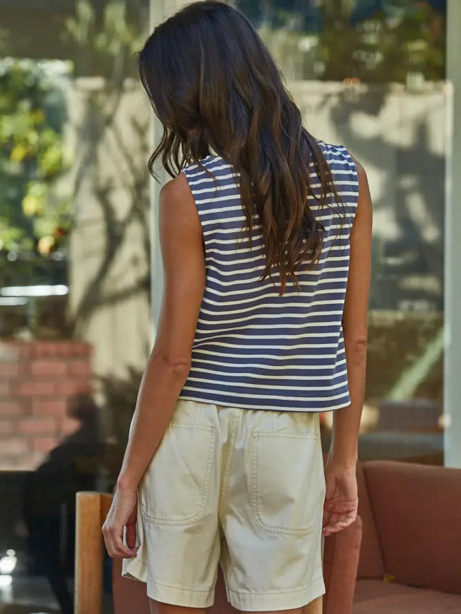 Striped Knit Tank - Blue Navy