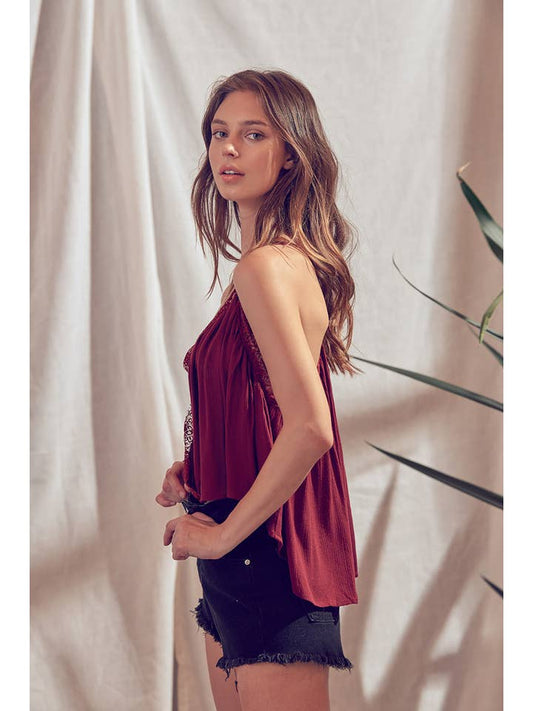 Hi-Lo Hem Cami Top - Wine
