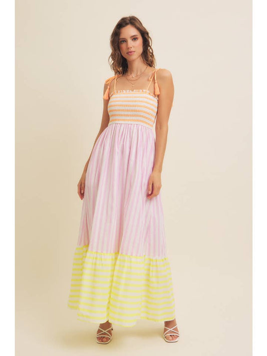 Stripe Smocked Maxi Dress - Sherbet Multi