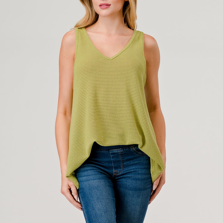 Knit V-Neck Tank - Sweet Pea