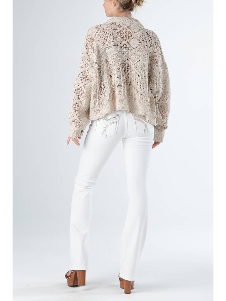 Macrame Crochet Cardigan - Ivory