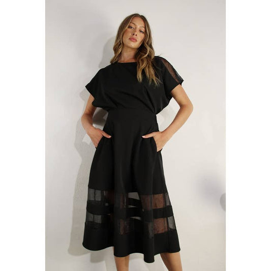 Sheer Top and Skirt Set - Black