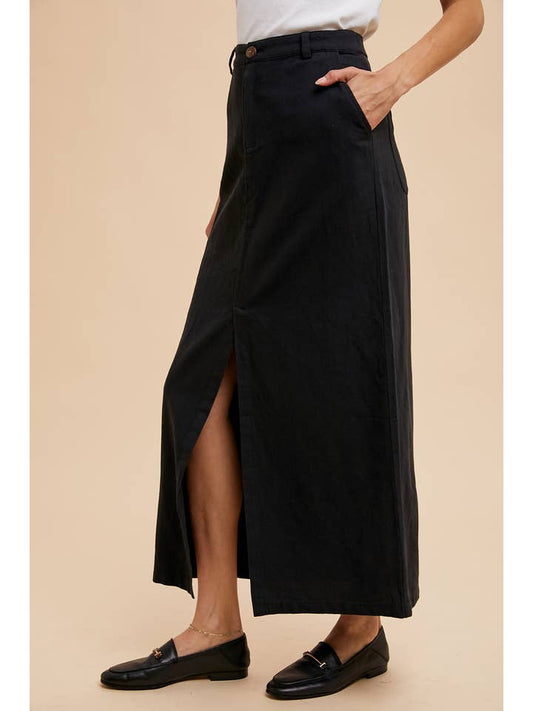 Split Seam Maxi Skirt - Black