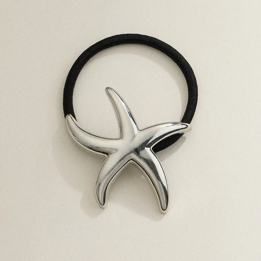 Metallic Starfish Hair Tie - Silver
